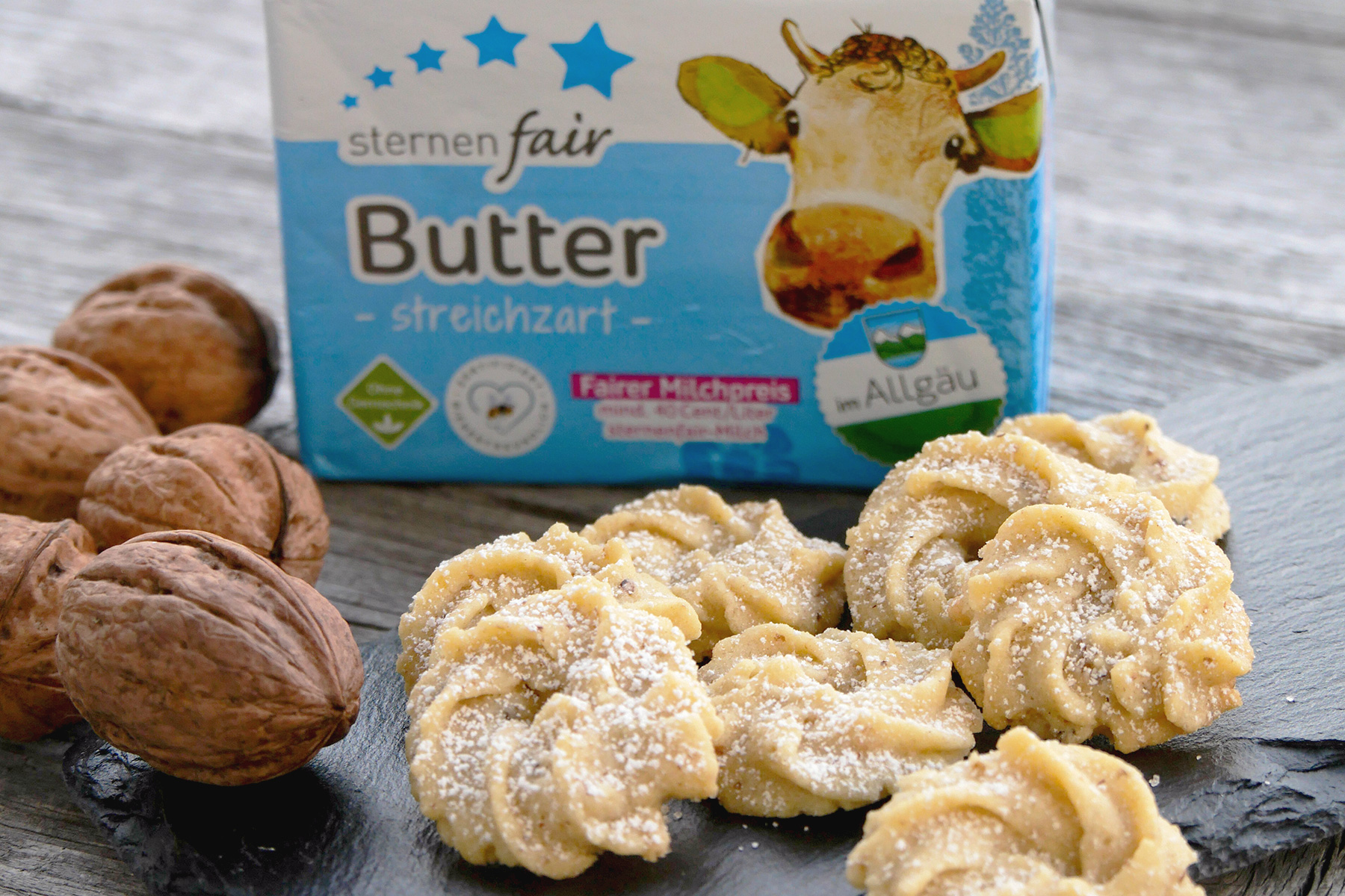 Walnusskränzchen mit sternenfair Butter