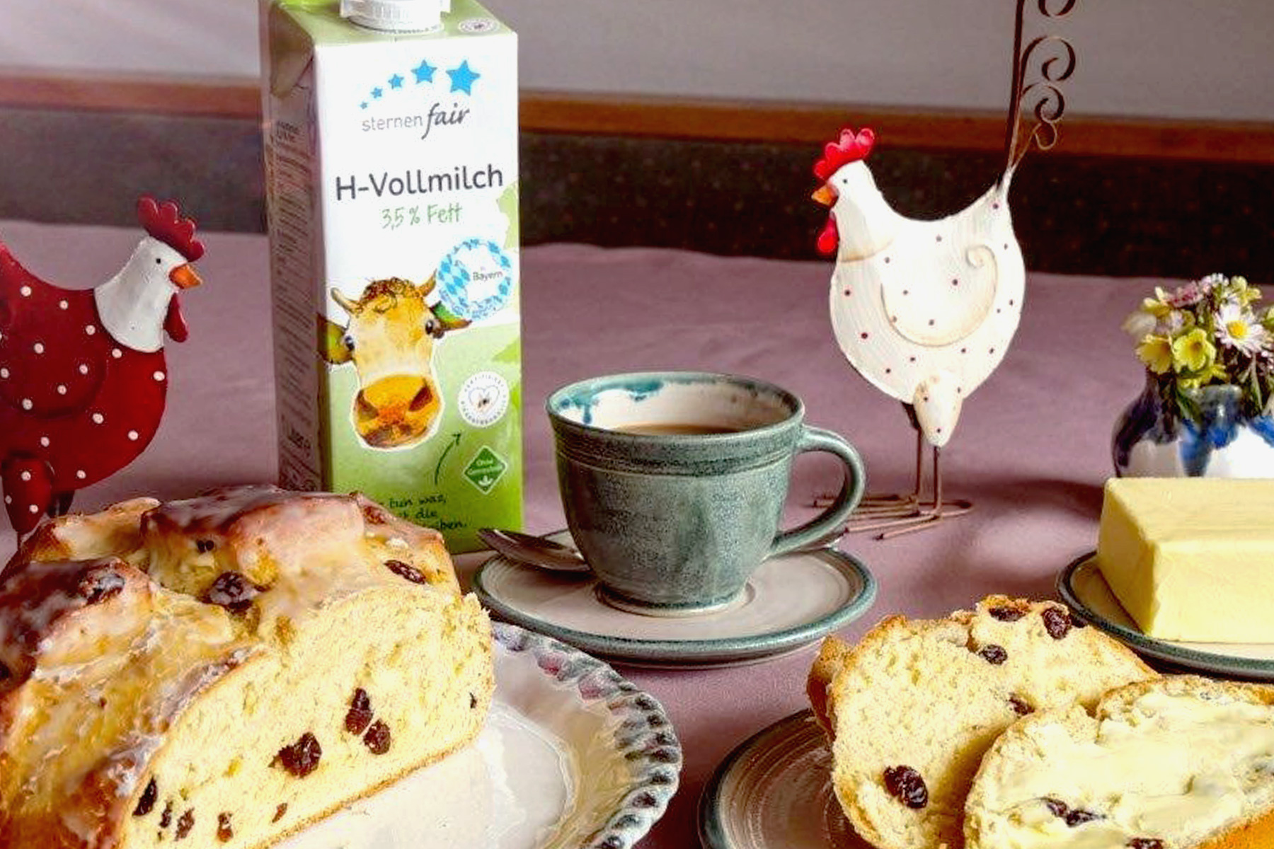 Osterfladen mit sternenfair Milch und Butter